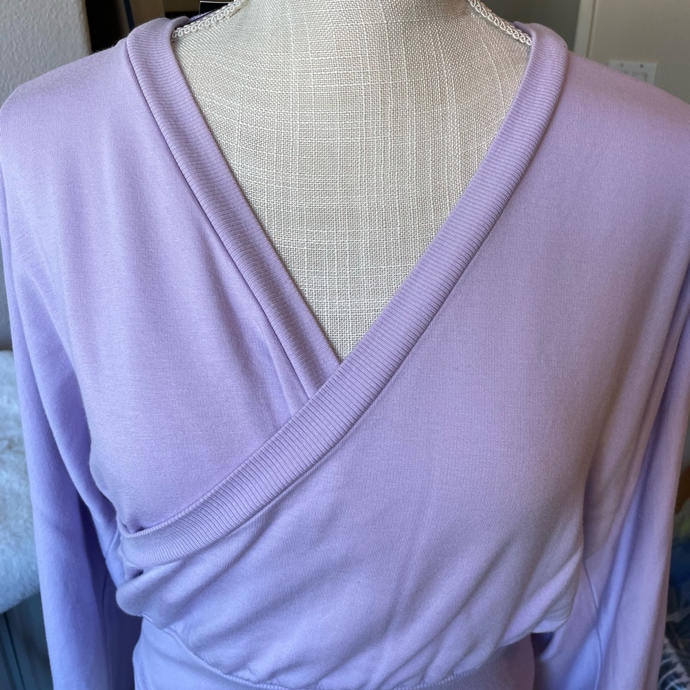 EXPRESS Solid Wrap Front Sweatshirt - Picture 7 of 9